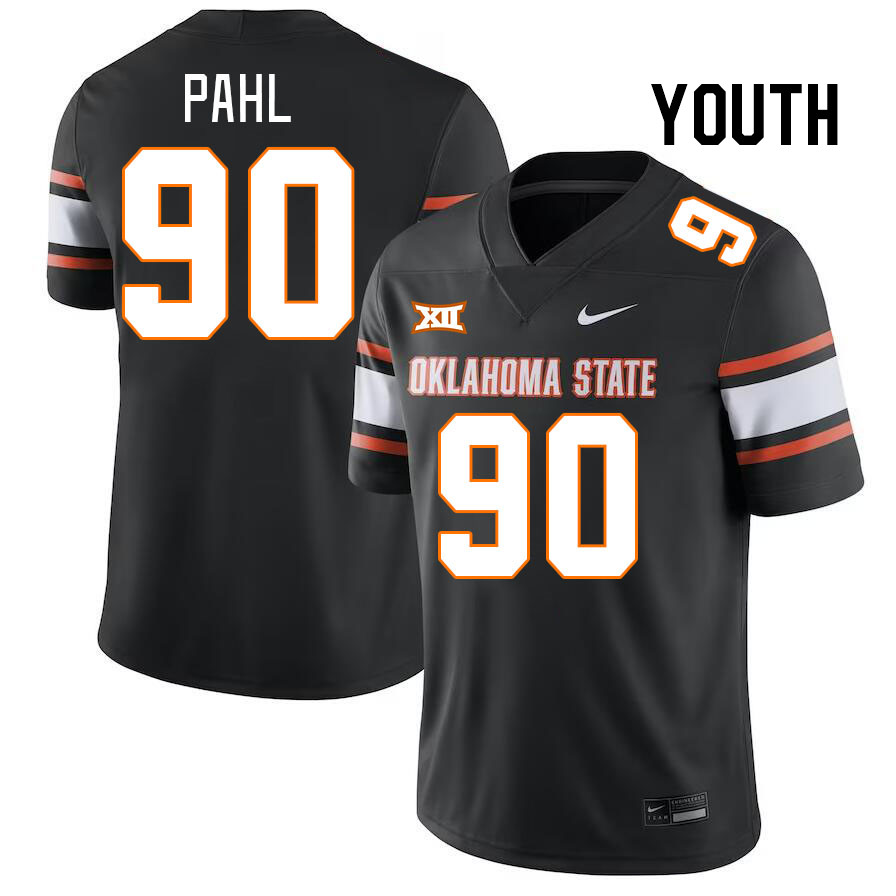 Youth #90 Wes Pahl Oklahoma State Cowboys College Football Jerseys Stitched-Black